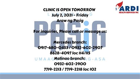 rd clinic pasig|ARDI HEALTH SERVICES, INC. – MERCEDES BRANCH – .
